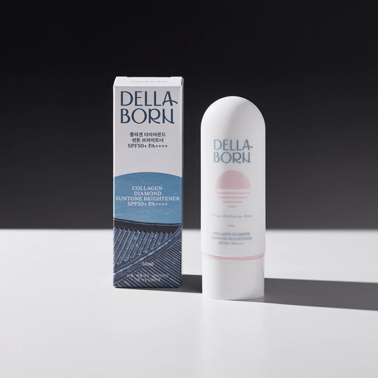Creme solaire coreenne Della Born Collagen Diamond SPF50, protection UV et eclat de la peau.