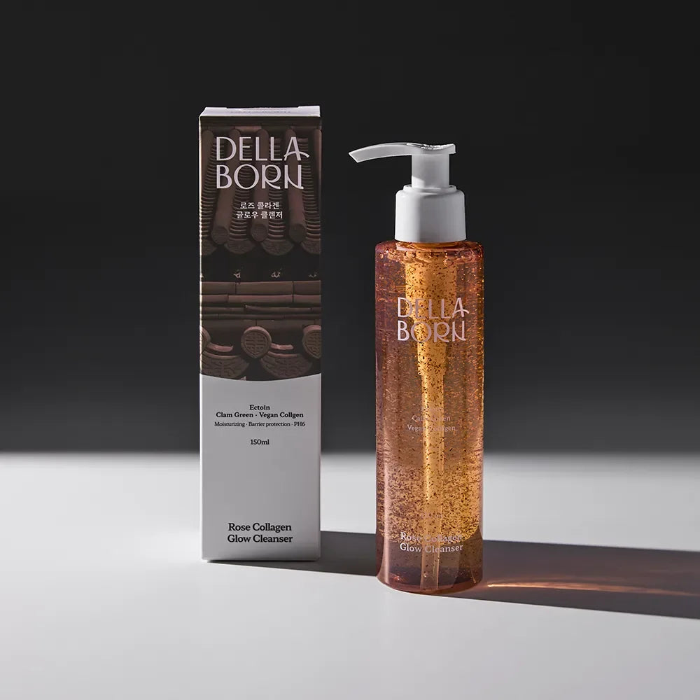 Della Born Rose Collagen Glow Cleanser, nettoyant visage coreen hydratant et eclat.