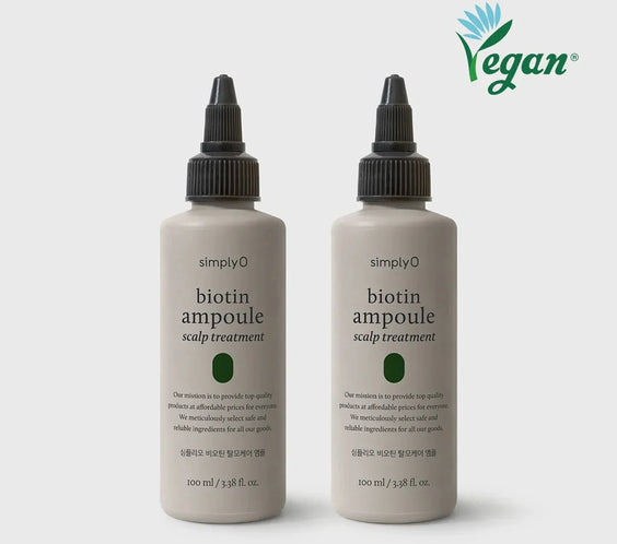 Ampoule SimplyO a la biotine pour traitement du cuir chevelu, soin anti-chute vegan et hydratant.