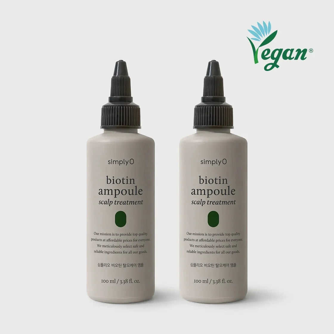 Ampoule SimplyO a la biotine pour traitement du cuir chevelu, soin anti-chute vegan et hydratant.