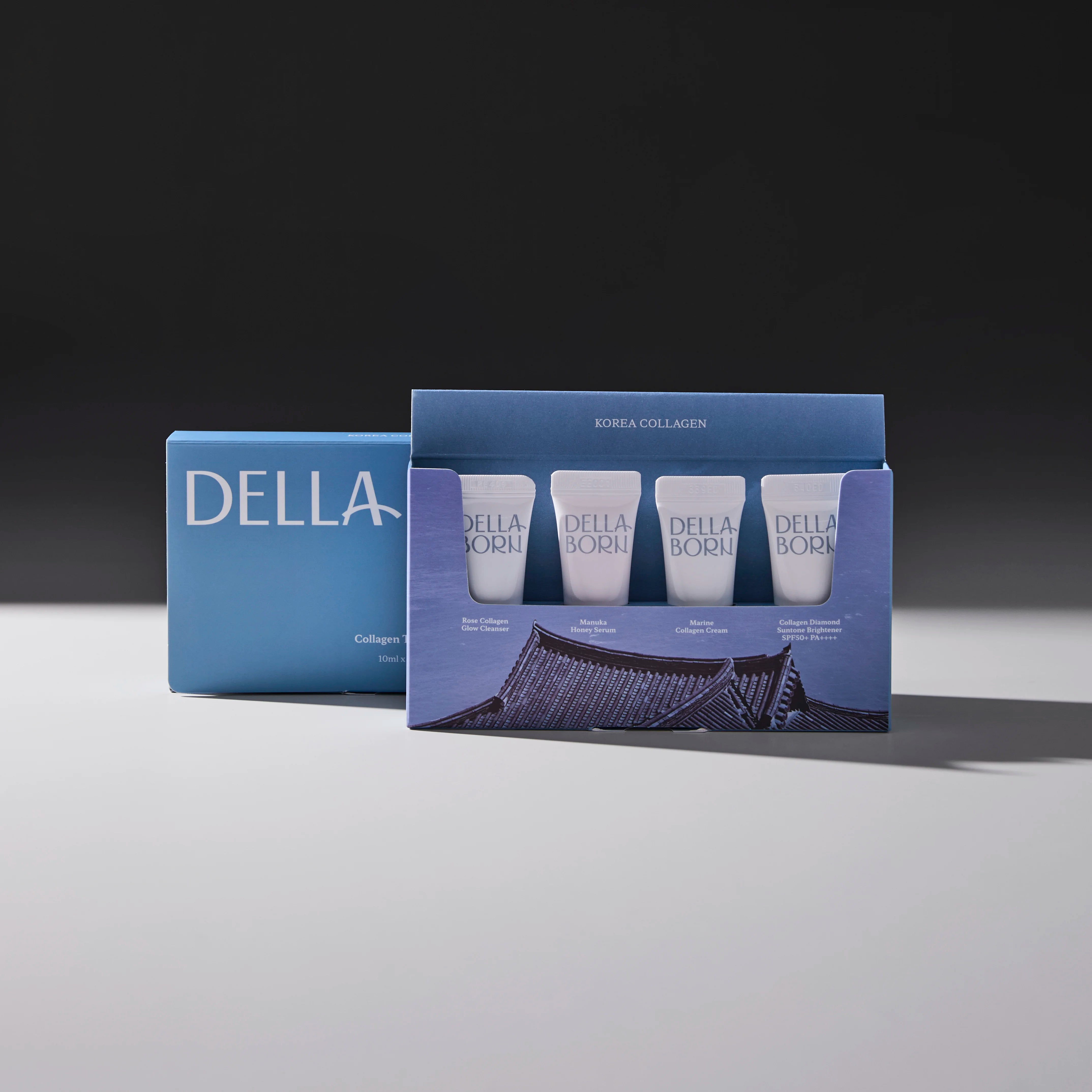 Coffret soins coreens Della Born au collagene marin, hydratation et eclat visage.